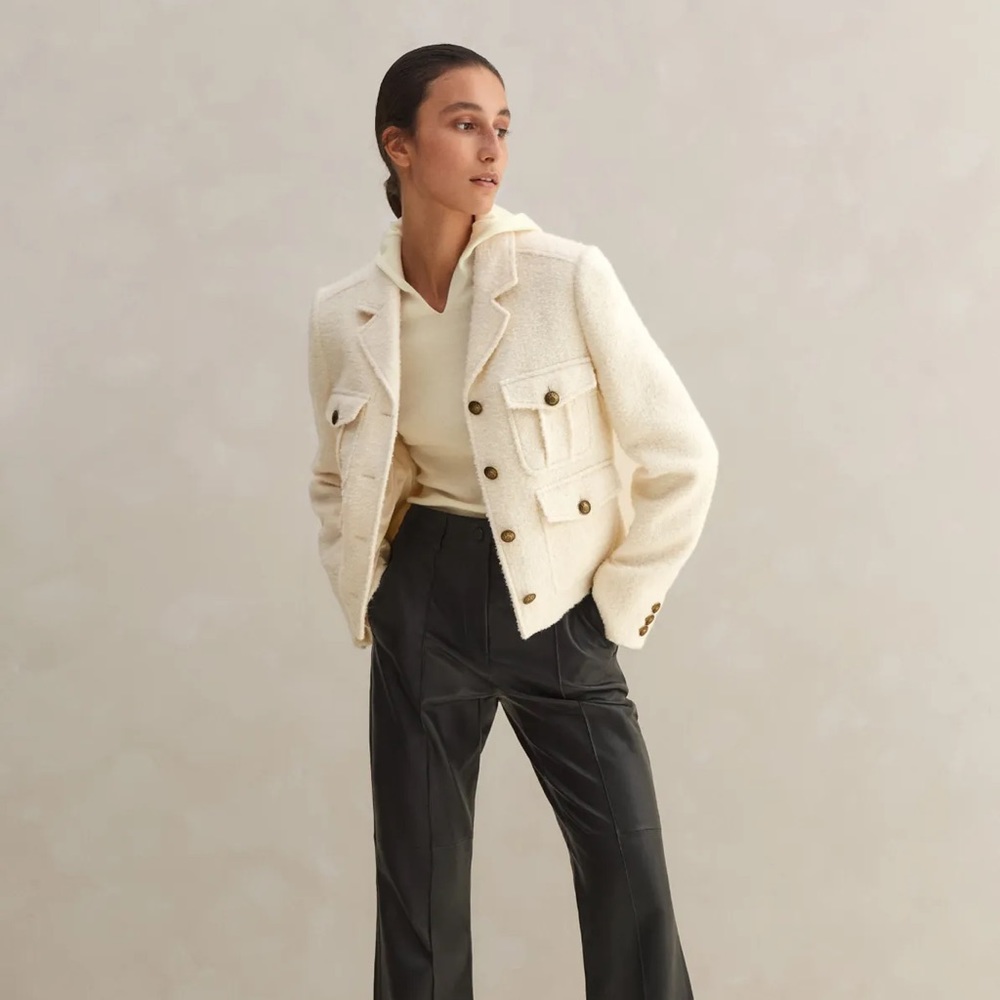 ME+EM Italian Bouclé Military Crop Jacket